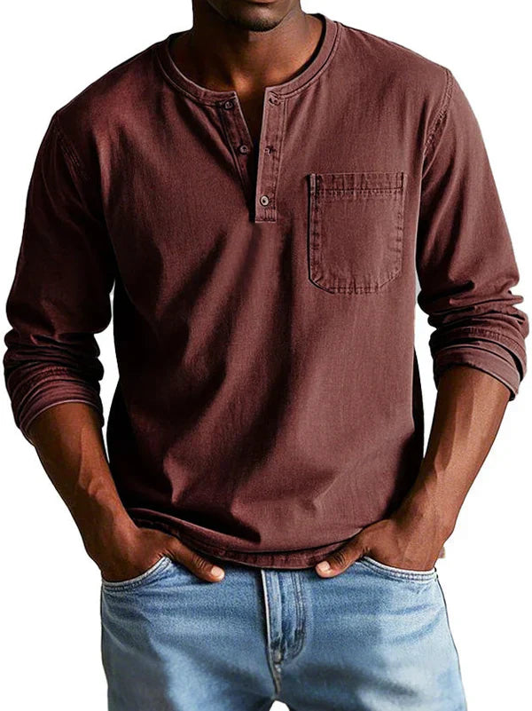 Herre Henley T-shirt | Lange Ærmer