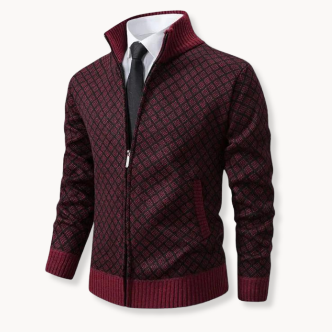 Herre Højhalset Sweater | Mønstret Strik