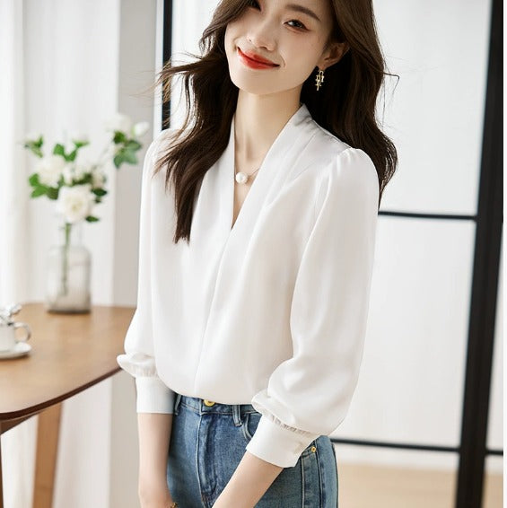Blouse Femme à Manches Bouffantes | Col V