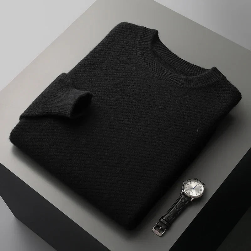 Herre Rundhalset Sweater | Ribstrikket Struktur