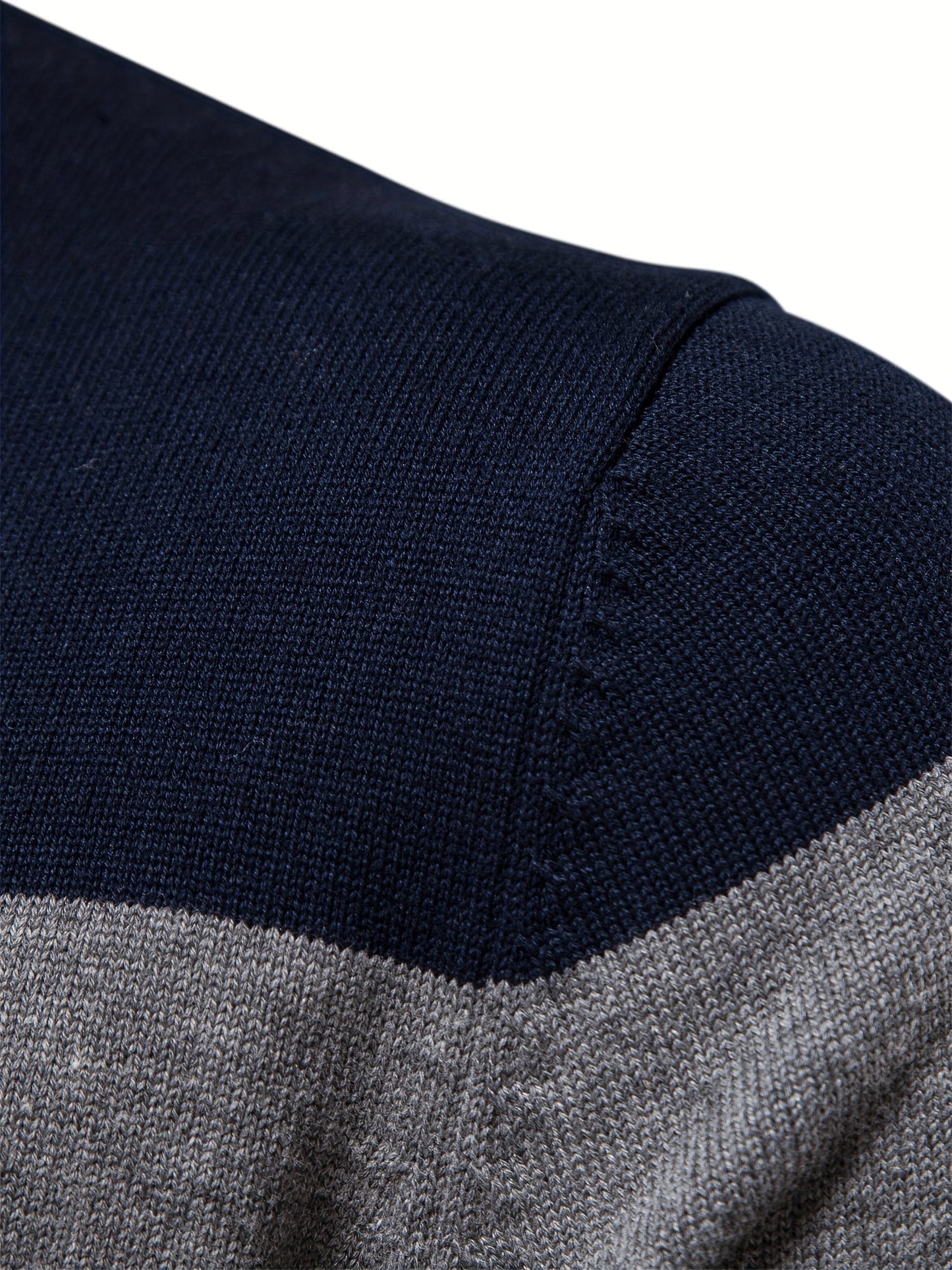 Herre Strik Sweater | Halv Lynlås med Striber
