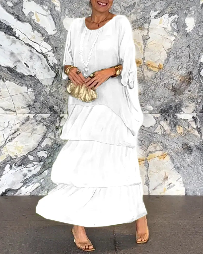 Vestido maxi con cuello halter de mujer | holgado