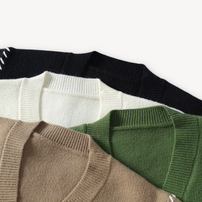 Heren cardigan | Contrasterende naden