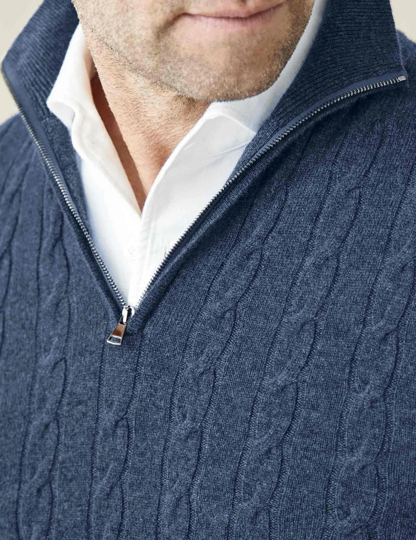 Herre sweater med halv lynlås | Tekstureret stof