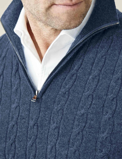 Herre sweater med halv lynlås | Tekstureret stof