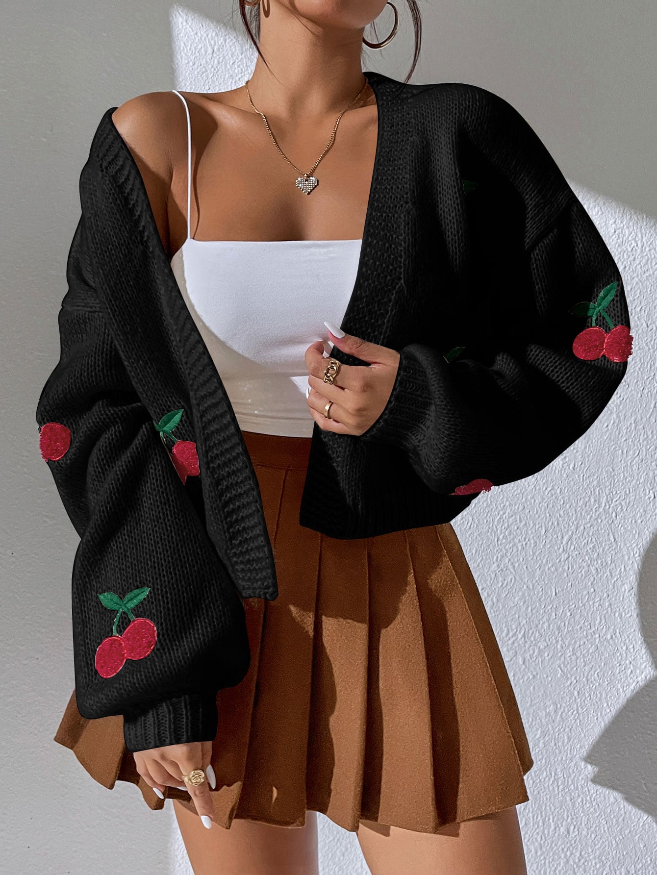 Cardigan court pour femme | Cerise