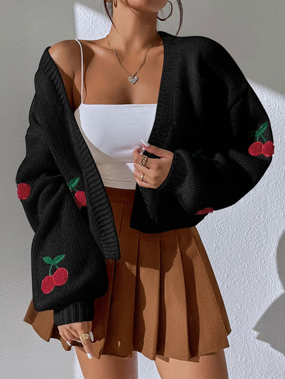 Cardigan court pour femme | Cerise