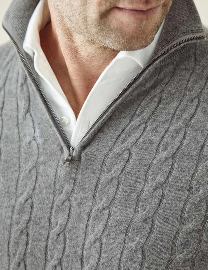 Herre sweater med halv lynlås | Tekstureret stof