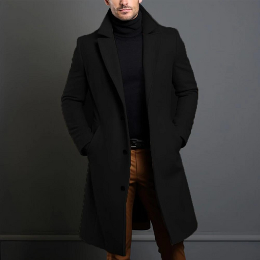 Men's Classic Long Coat with Buttons | Classic
