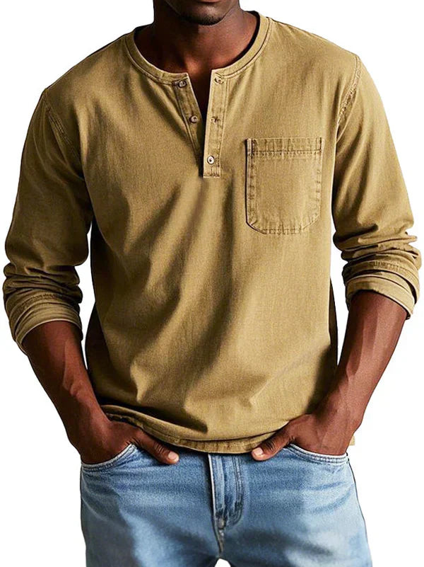 Herre Henley T-shirt | Lange Ærmer