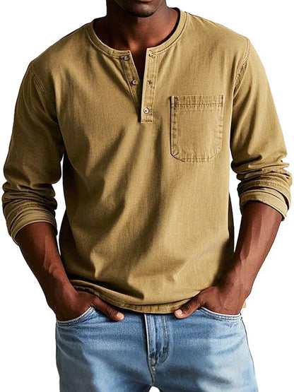 Herre Henley T-shirt | Lange Ærmer