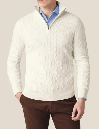 Herre sweater med halv lynlås | Tekstureret stof