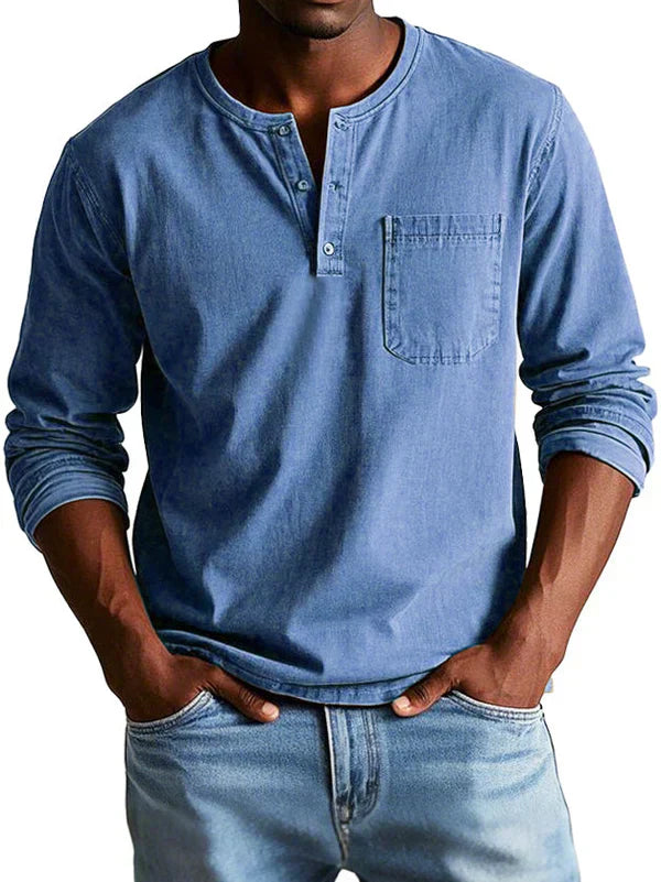Herre Henley T-shirt | Lange Ærmer