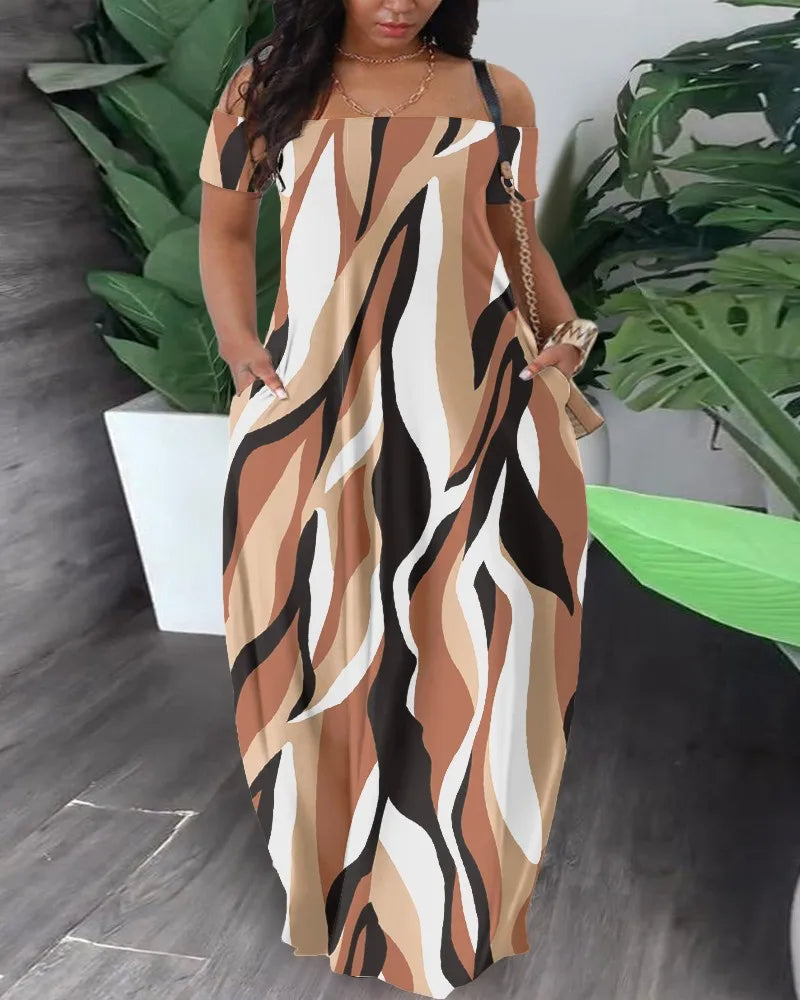 Vestido maxi de talla grande de mujer | estampado