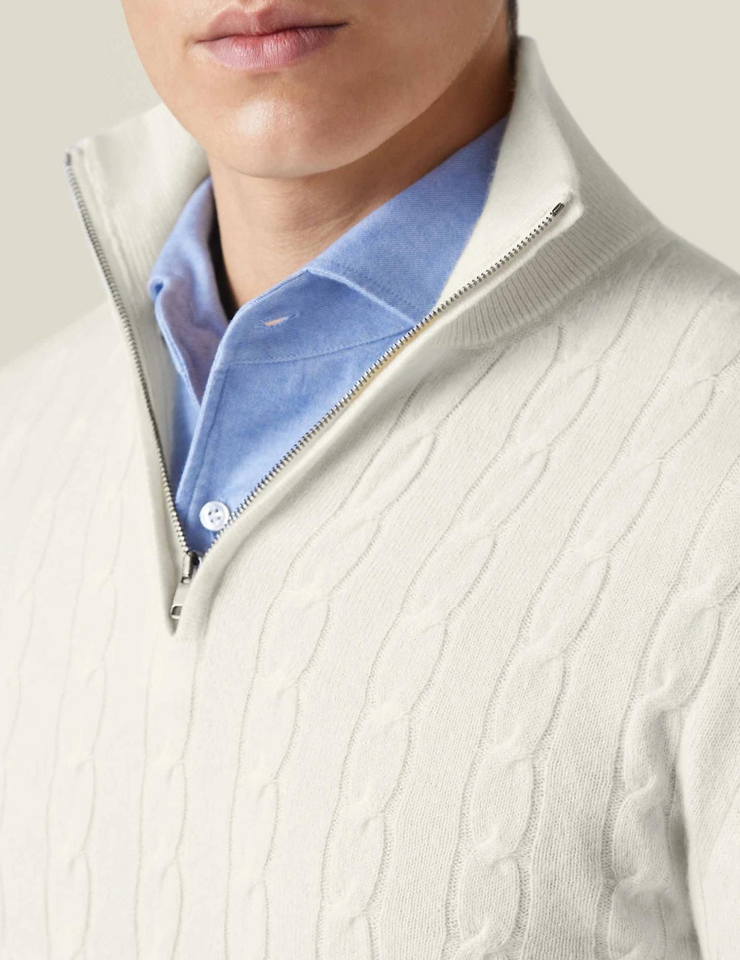 Herre sweater med halv lynlås | Tekstureret stof