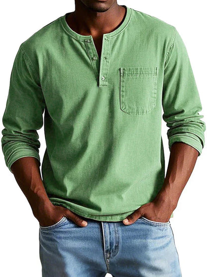 Herre Henley T-shirt | Lange Ærmer