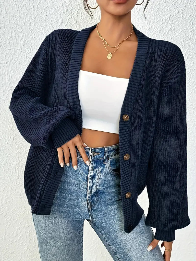 Cardigan boutonné pour femme | Côtelé