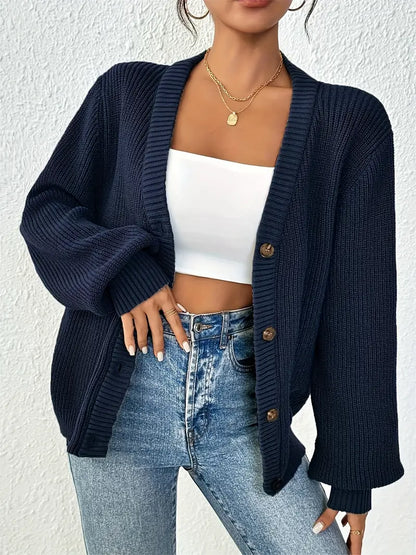 Cardigan boutonné pour femme | Côtelé