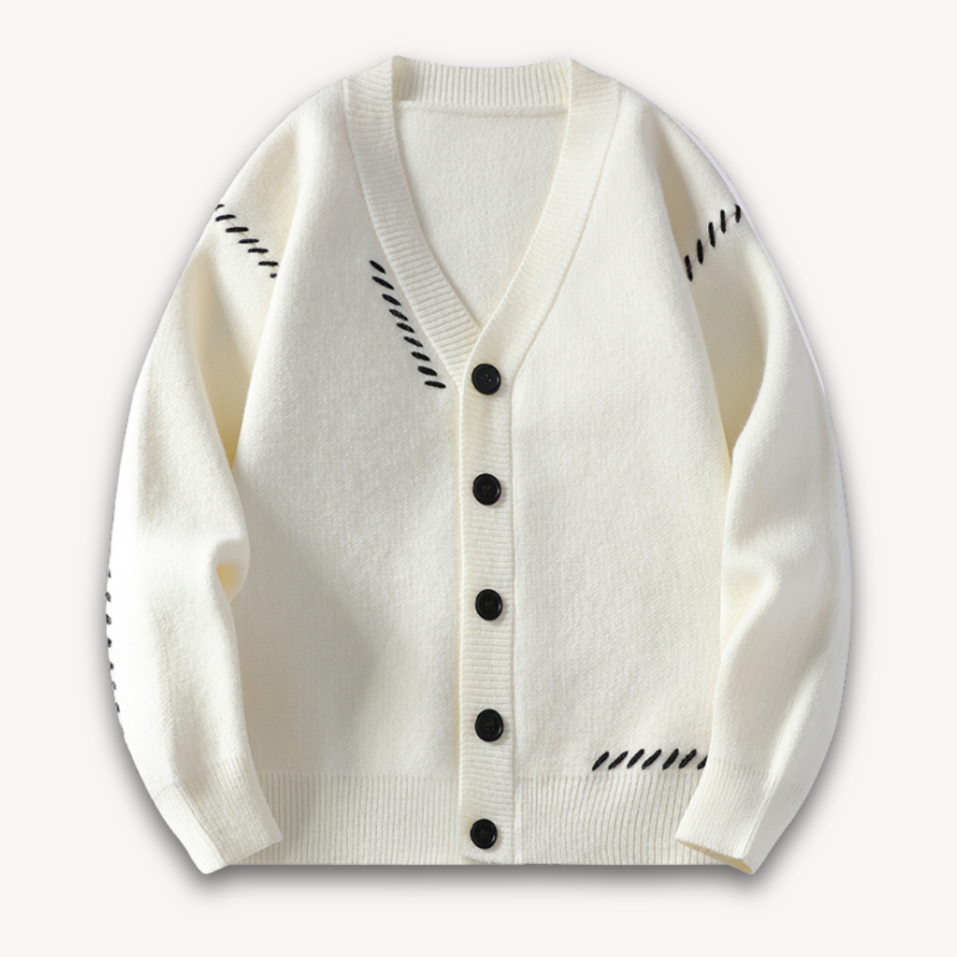 Heren cardigan | Contrasterende naden