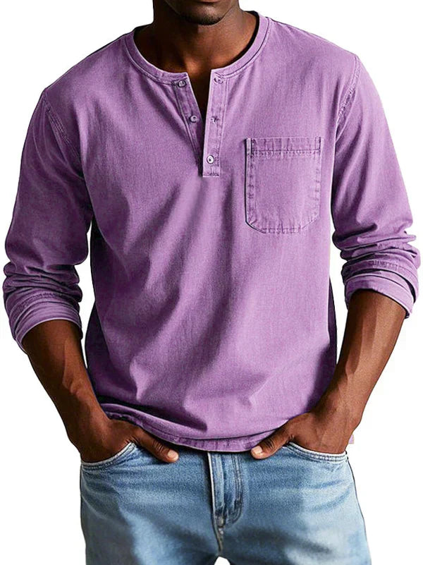 Herre Henley T-shirt | Lange Ærmer