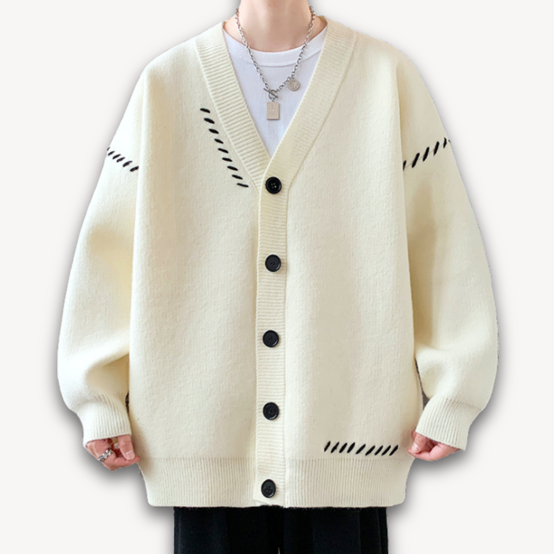 Heren cardigan | Contrasterende naden
