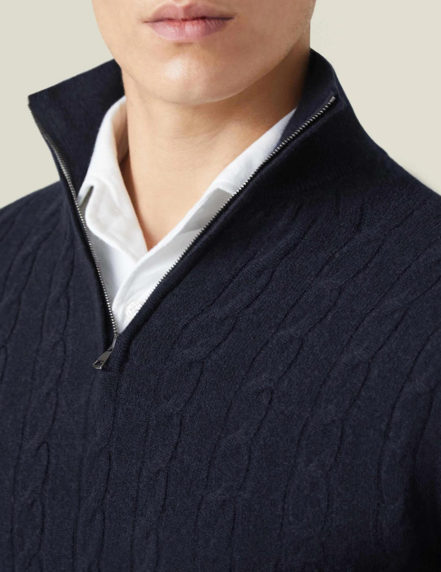 Herre sweater med halv lynlås | Tekstureret stof
