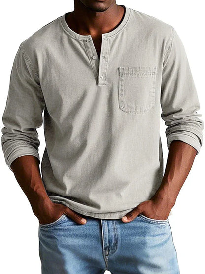 Herre Henley T-shirt | Lange Ærmer