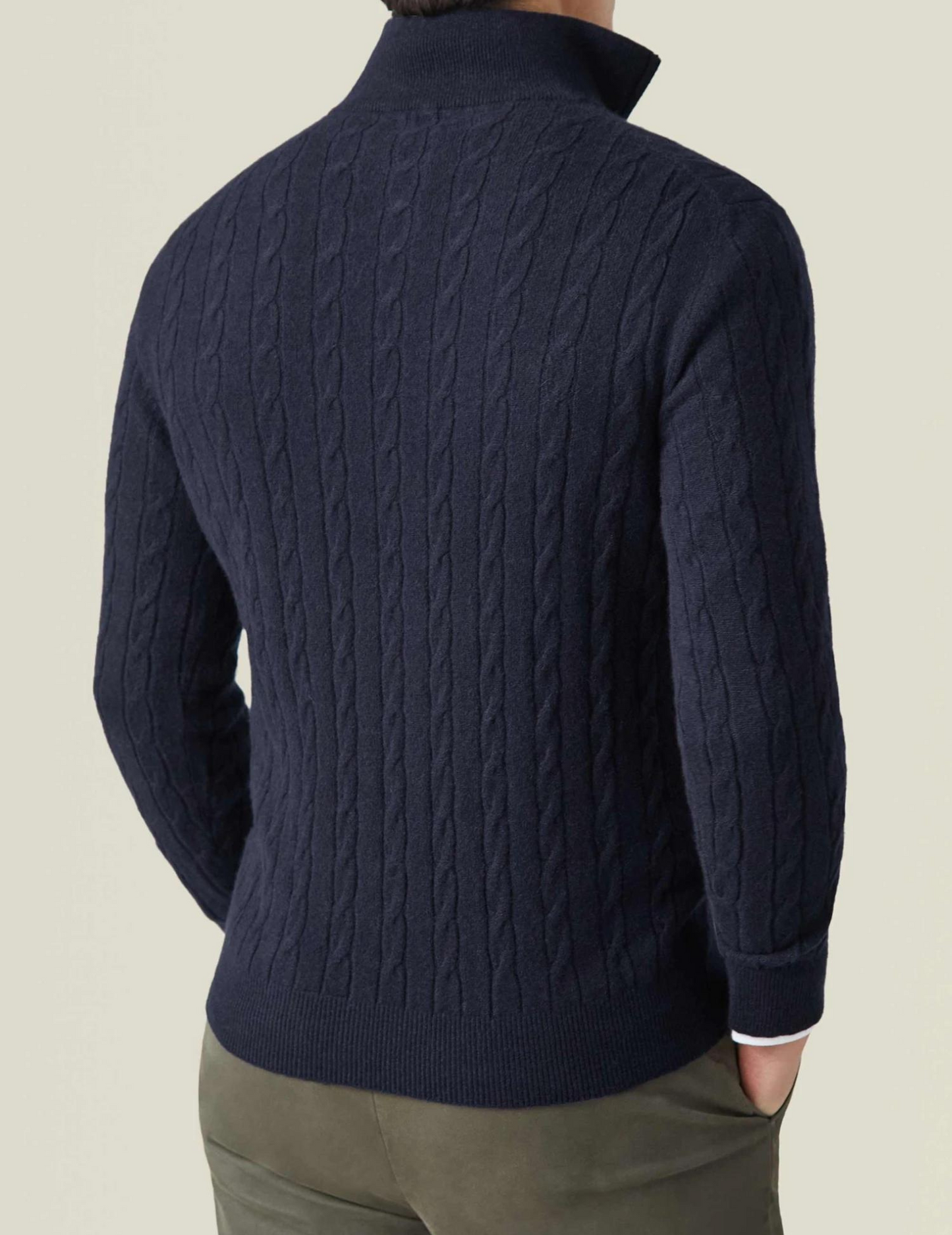 Herre sweater med halv lynlås | Tekstureret stof