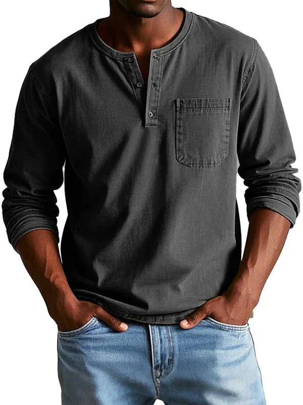 Herre Henley T-shirt | Lange Ærmer