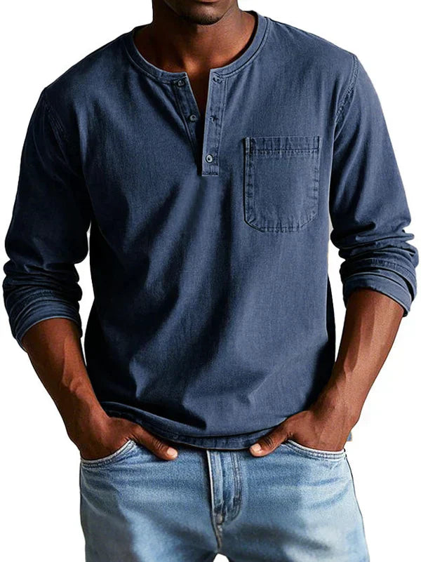 Herre Henley T-shirt | Lange Ærmer