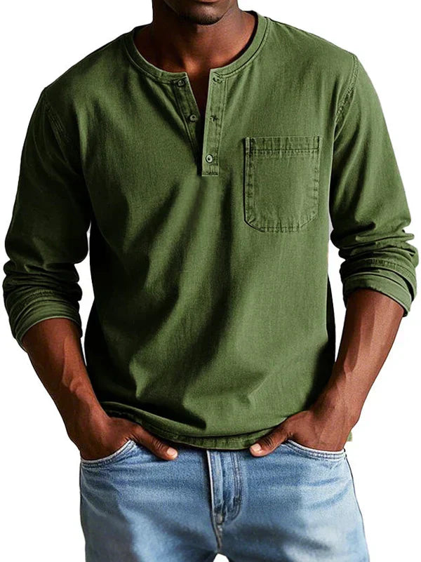 Herre Henley T-shirt | Lange Ærmer