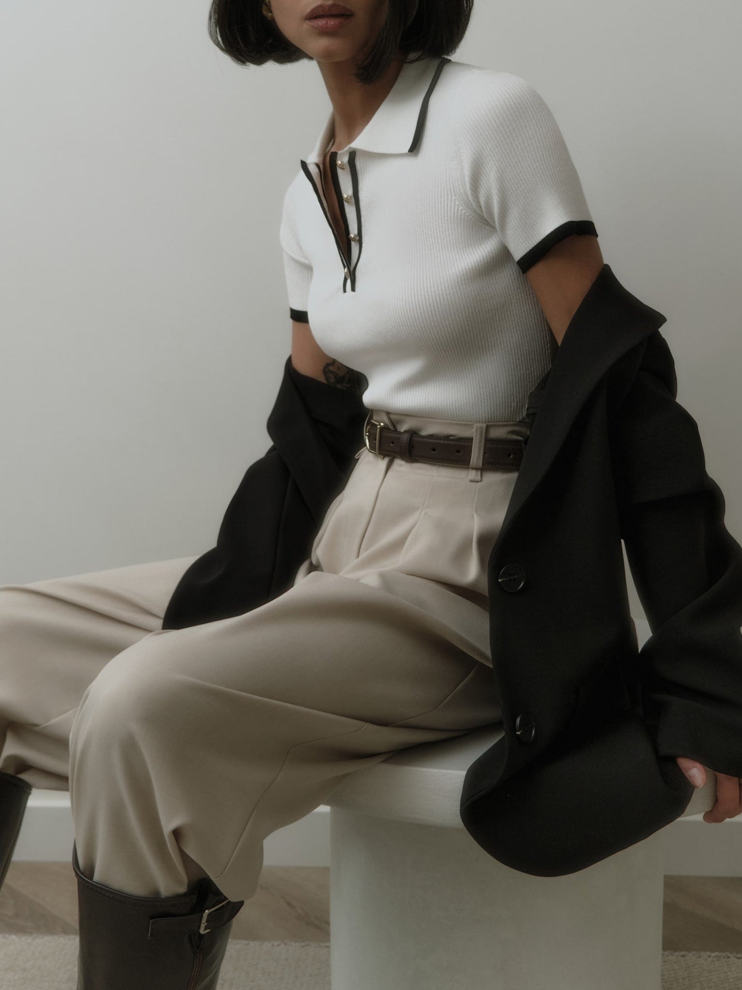 Polo femme avec doublure contrastée | Boutonné
