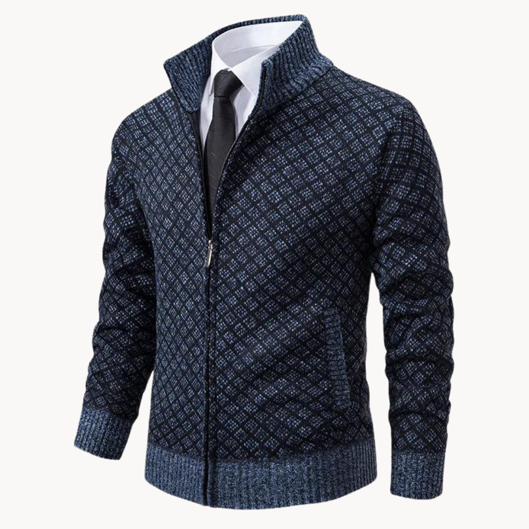 Herre Højhalset Sweater | Mønstret Strik