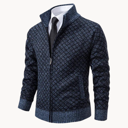 Herre Højhalset Sweater | Mønstret Strik