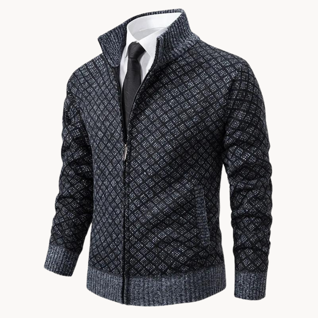 Herre Højhalset Sweater | Mønstret Strik