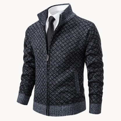 Herre Højhalset Sweater | Mønstret Strik