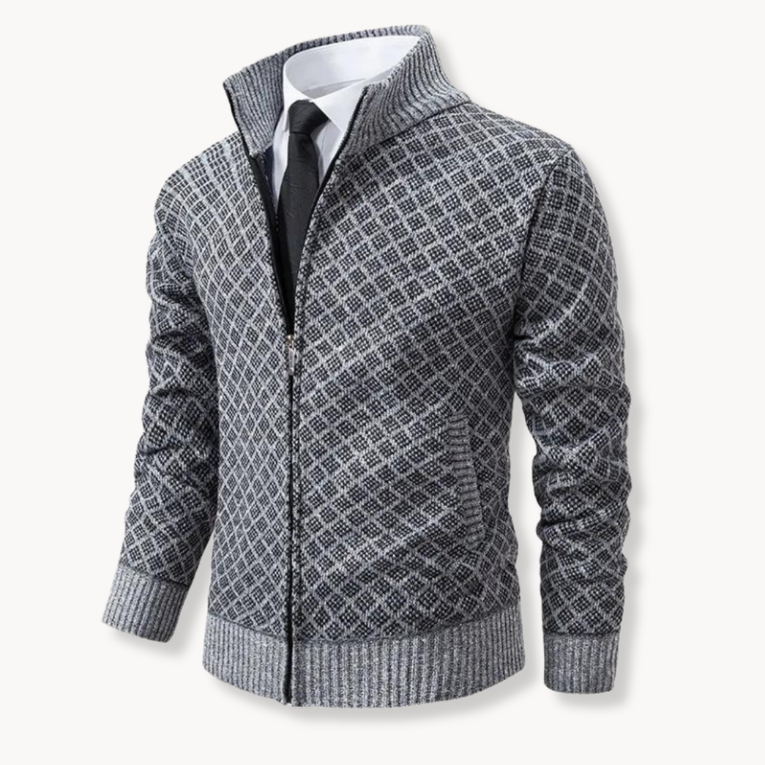 Herre Højhalset Sweater | Mønstret Strik