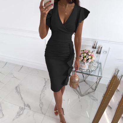 Vestido mini con volantes de mujer | manga corta