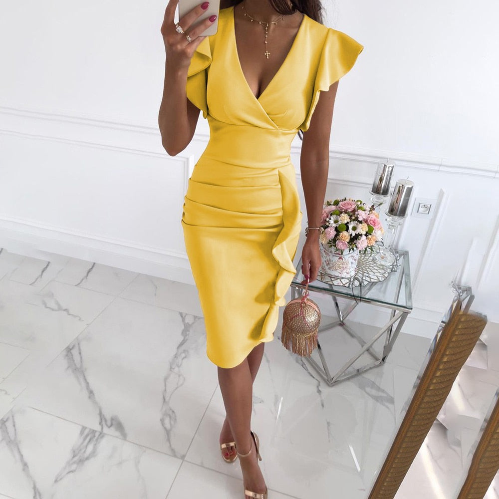 Vestido mini con volantes de mujer | manga corta