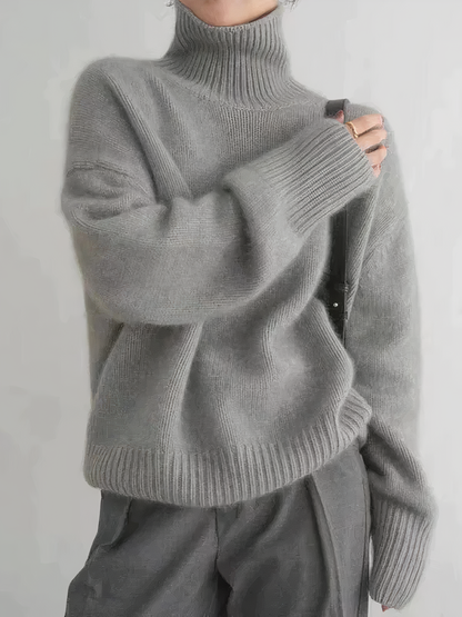 Dame Højhalset Sweater | Løs Pasform