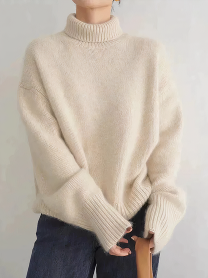 Dame Højhalset Sweater | Løs Pasform