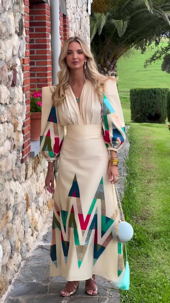 Sommar-maxiklänning för dam | mönstrad