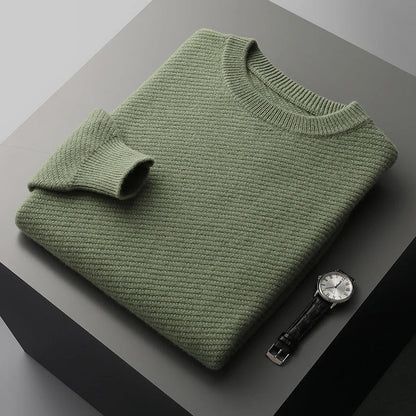 Herre Rundhalset Sweater | Ribstrikket Struktur