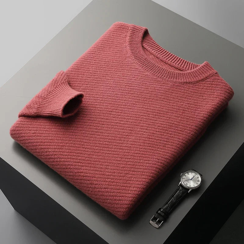 Herre Rundhalset Sweater | Ribstrikket Struktur
