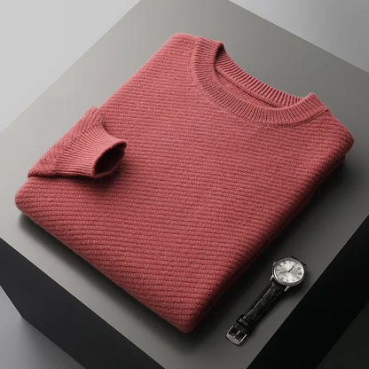 Herre Rundhalset Sweater | Ribstrikket Struktur