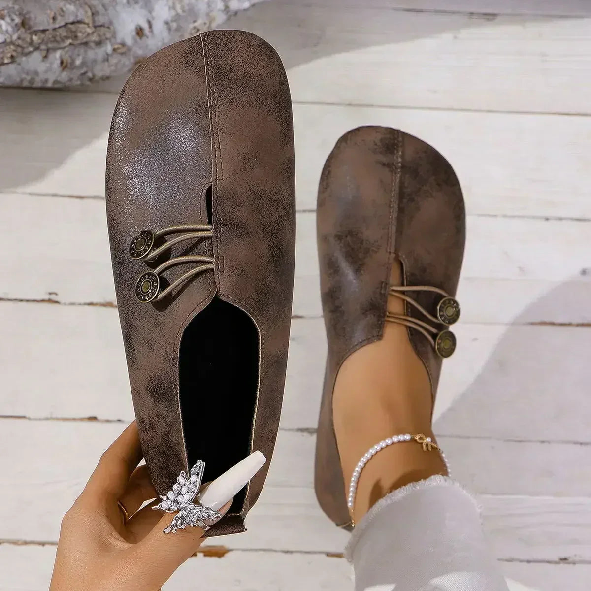 Mocasines de Mujer | Detalle de Botón