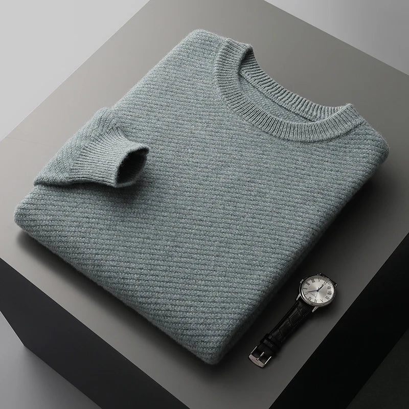 Herre Rundhalset Sweater | Ribstrikket Struktur