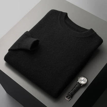 Herre Rundhalset Sweater | Ribstrikket Struktur