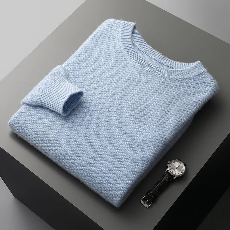 Herre Rundhalset Sweater | Ribstrikket Struktur