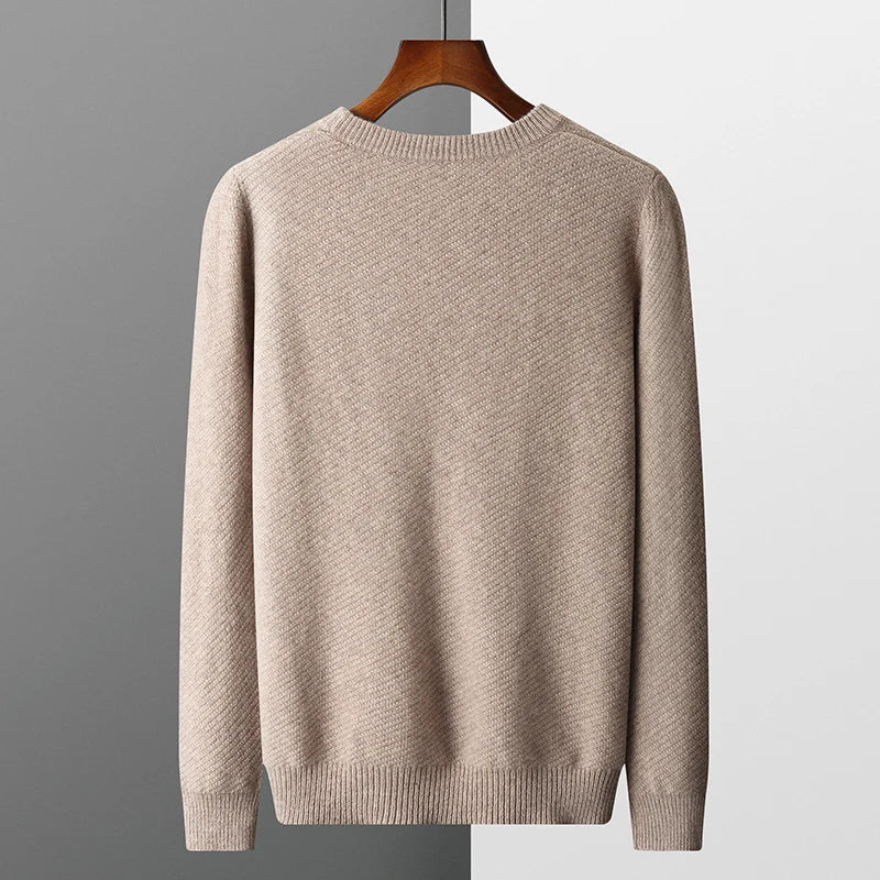 Herre Rundhalset Sweater | Ribstrikket Struktur